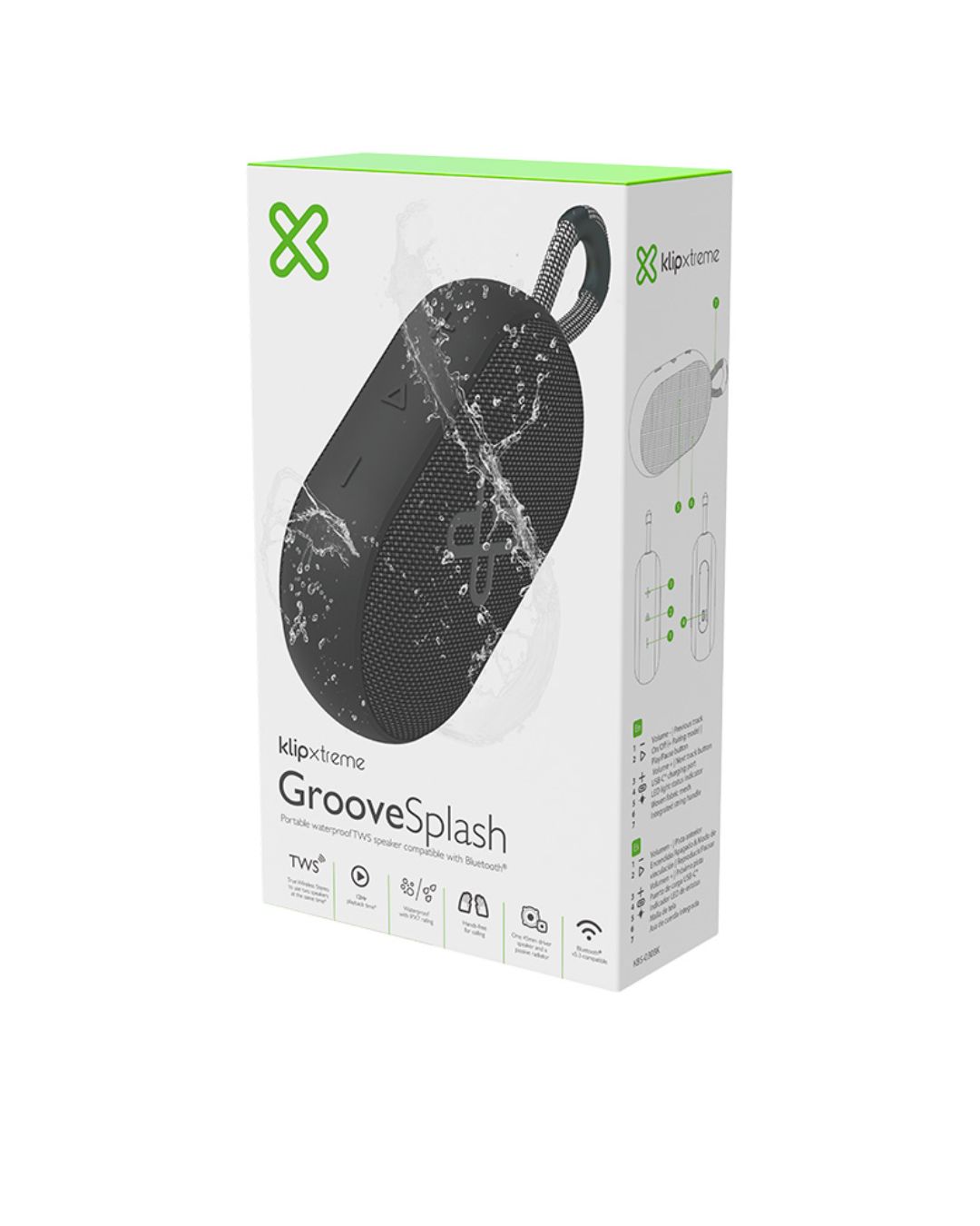 Bocina Portable Klipx Groovesplash Kbs-030bk Black