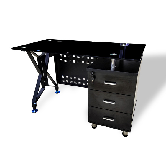 Escritorio Cristal/metal Cd8003 Negro (e754) 28x48