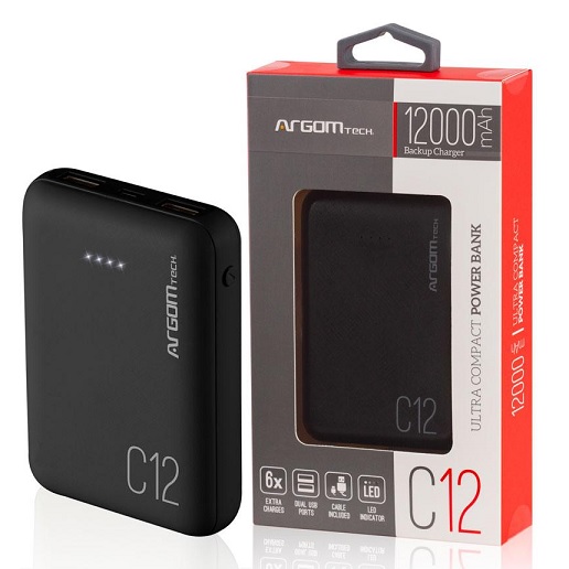 Power Bank Argom C12 Arg-pb-1138bk 12000mah