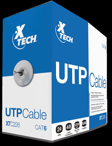 RJ-45 CABLE UTP CAT6 ROLLO 1000FT GRIS XTECH XTC-226