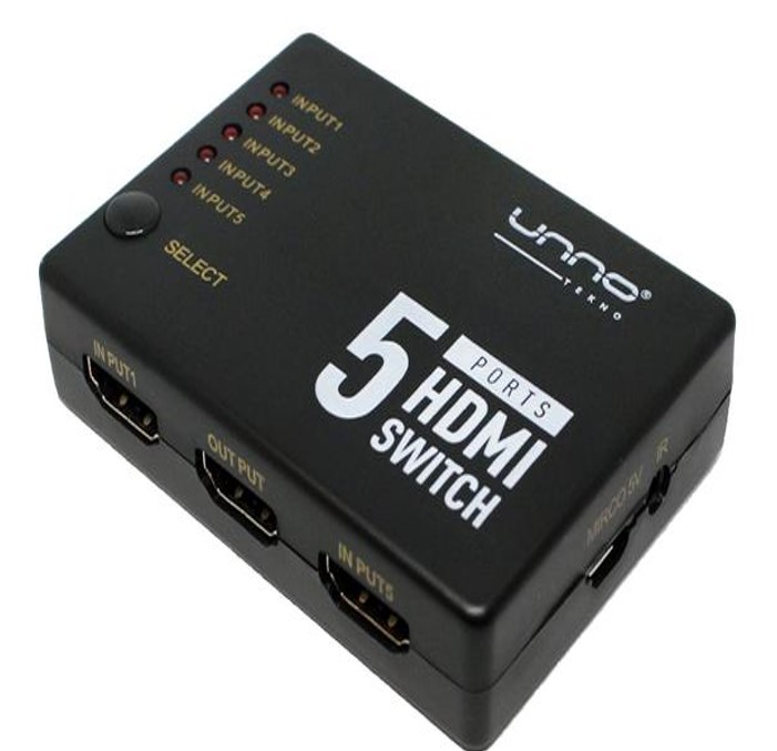 SWITCH HDMI 5PORT UNNO HB1203BK